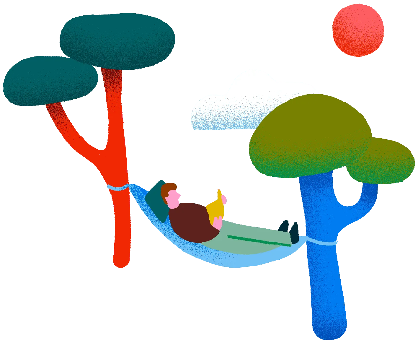 Illustration: a quiet break in a hammock